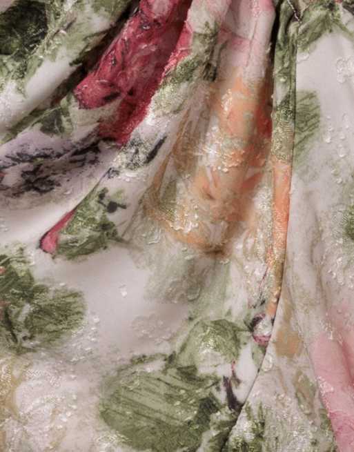 Goddiva Floral wrap high and low midaxi dress in cream, 4 of 4