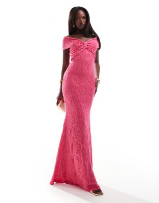 Goddiva Front knot twist maxi dress in magenta-Pink