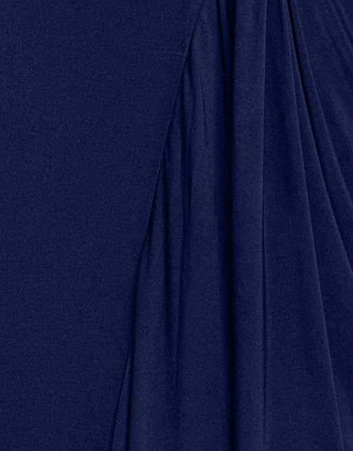 Goddiva - Gedrapeerde maxi-jurk met diep decolleté in marineblauw, 4 van 4