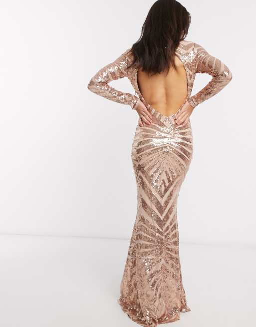 Open-back sequin maxi dress