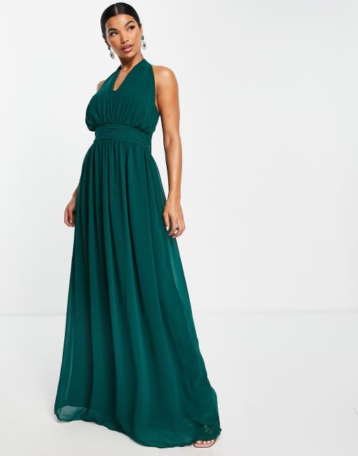 Emerald Green Halter Neck Maxi Dress