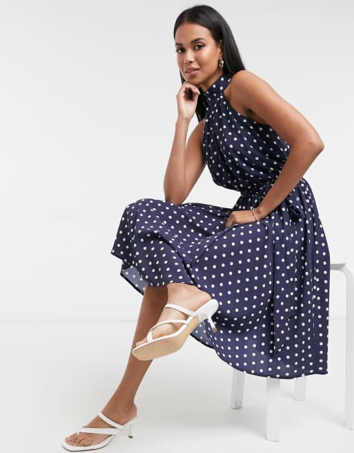 Asos navy clearance polka dot dress