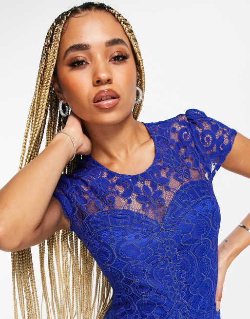 Cobalt blue lace clearance dress