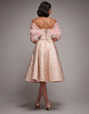 chinese dress ladies Fabian Jacquard Midi Dress — Mauve & Gold