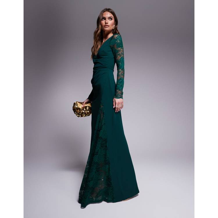 chinese dress ladies Natalia Scuba Crepe Off The Shoulder Ruffle Neck Knee Length Dress main image 0