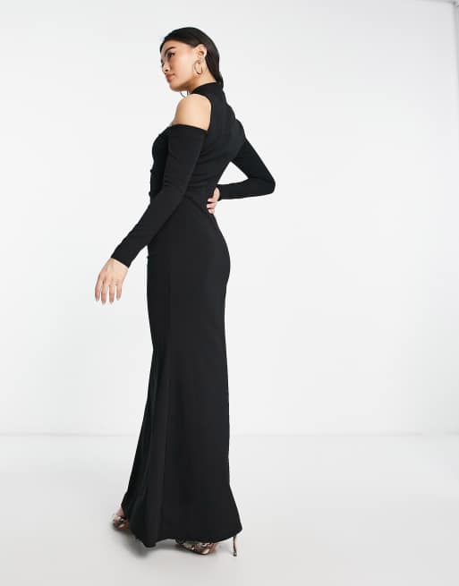 Asos black best sale fishtail dress