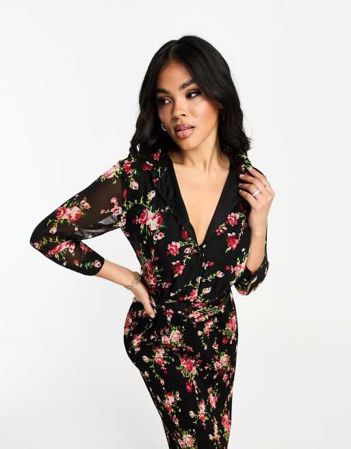 Wallis black 2024 floral dress