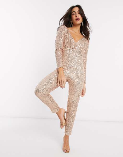 Long sleeve discount gold jumpsuit