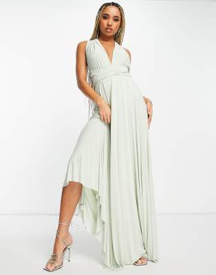 Goddiva maxi pleated prom dress in sage green - ASOS Price Checker
