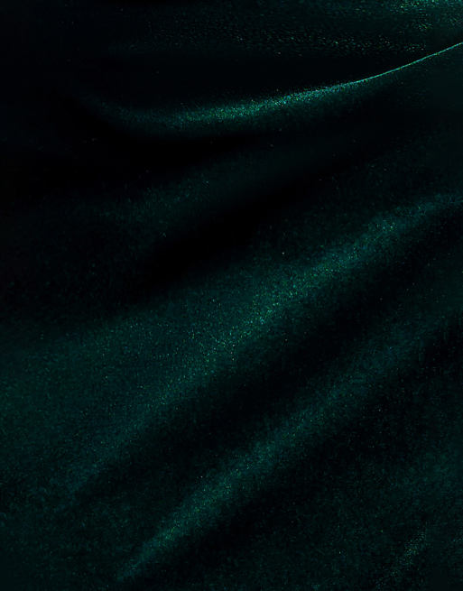 Goddiva Off the shoulder deep plunge velvet maxi dress in emerald, 3 of 4