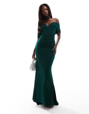 Goddiva Scoop Neck Cape Sleeve Maxi Dress - Sage Green main image 0
