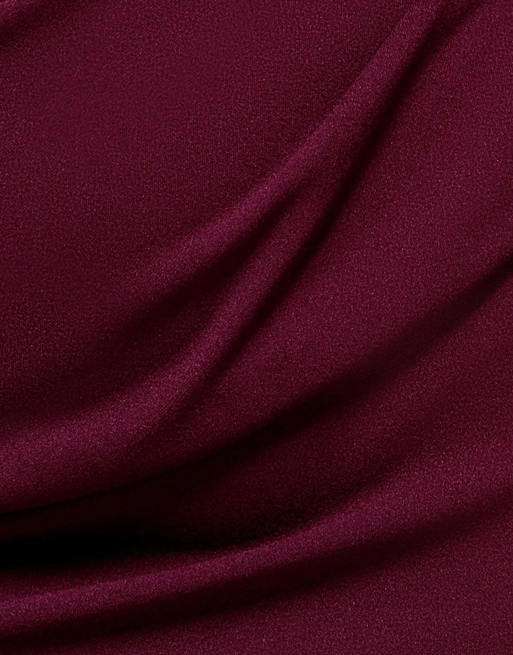 Goddiva Off the shoulder draped sleeve maxi dress in plum, 4 of 4