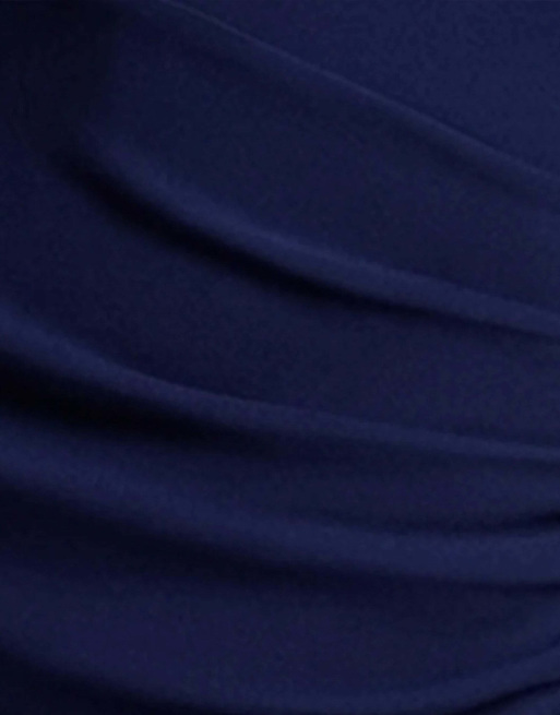 Goddiva Off the shoulder maxi dress with split in navy, 3 of 4