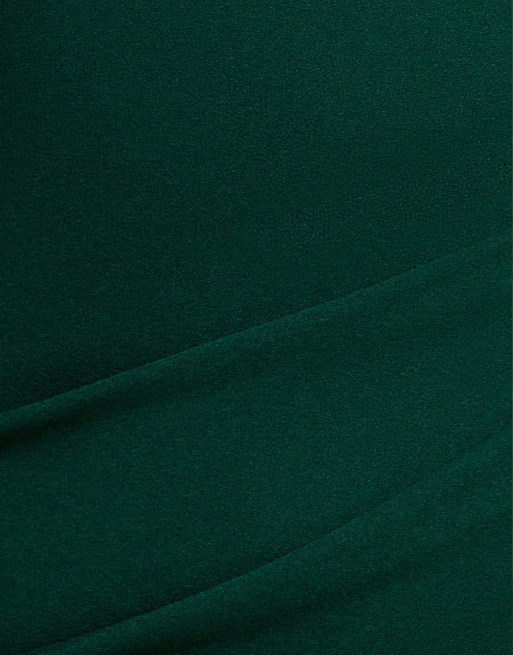 Goddiva Off the shoulder pleated waist maxi dress in emerald, 4 of 4