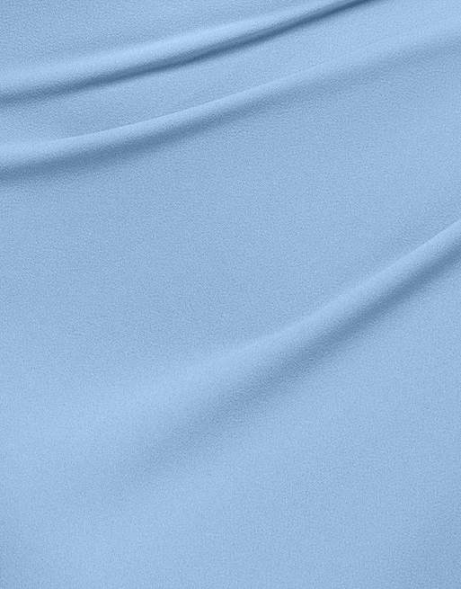 Goddiva One shoulder asymmetric sculpting stretch jersey crepe maxi dress in powder blue, 4 of 4