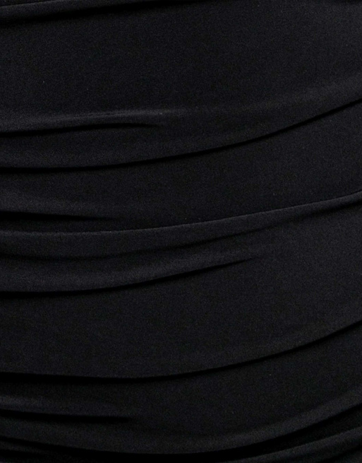 Goddiva One shoulder asymmetric twist maxi dress in black, 4 of 4