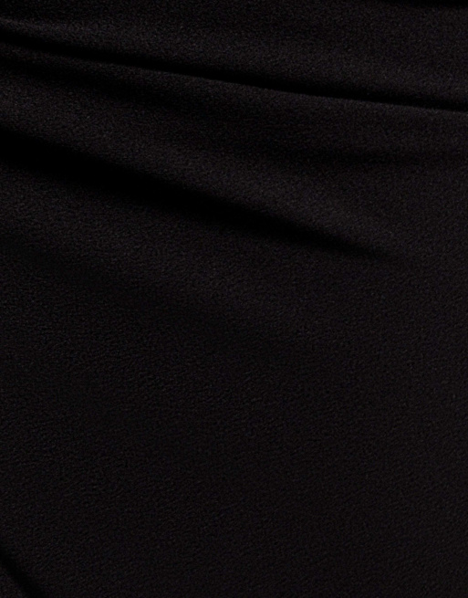 Goddiva One shoulder cape sculpting stretch jersey & chiffon maxi dress in black, 4 of 4
