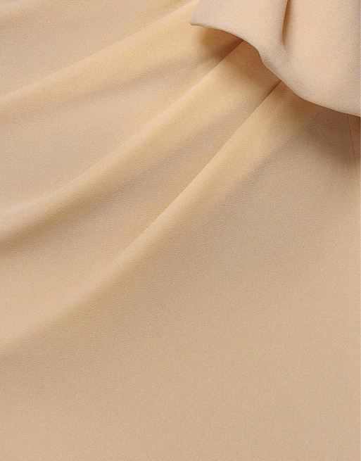 Goddiva One shoulder cowl with bow detail maxi dress in butteryellow, 4 of 4