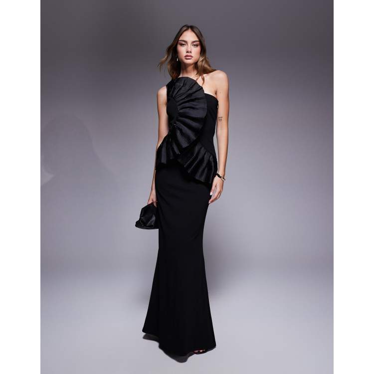 sachin and babi light blue dress Goddiva Sequin cowl one shoulder maxi dress in gold main image 1