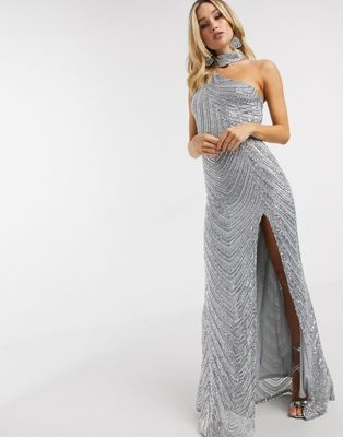 silver choker dress