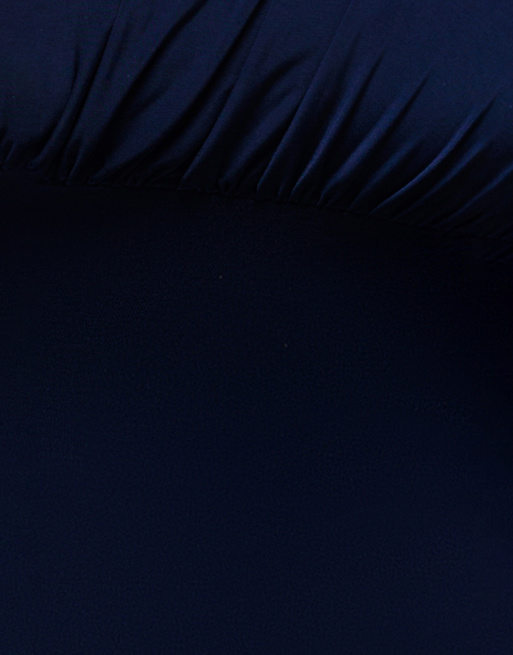 Goddiva Open back cowl neck gathered maxi dress with velvet tie back in navyblue, 4 of 4