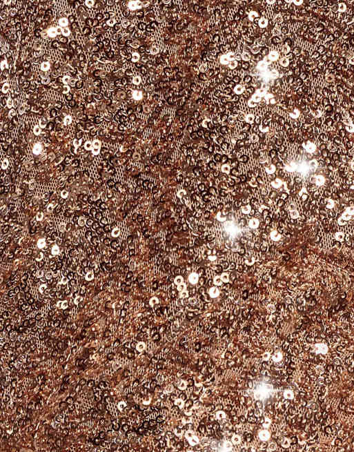 Goddiva Plunge cowl criss cross back sequin maxi dress in champagne, 4 of 4