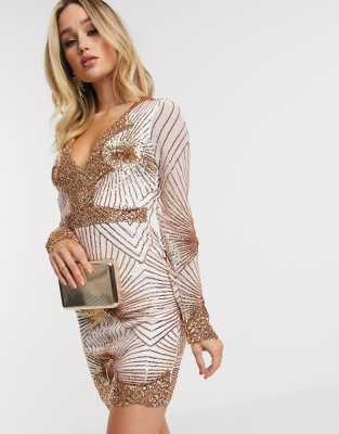 goddiva rose gold sequin dress