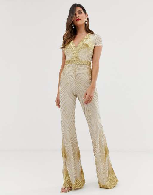 Gold and store white jumpsuit