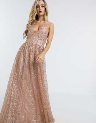 blush plunge maxi dress