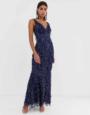 sequin plunge maxi dress