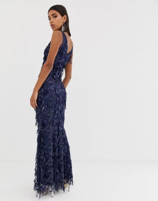 navy plunge maxi dress