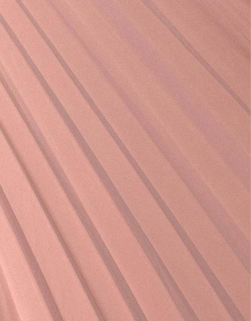 Goddiva Plunge neck long sleeve a line maxi dress in blush, 4 of 4