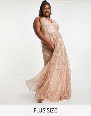 Goddiva Plus glitter cami maxi dress in ...