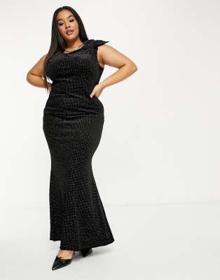 asos black fishtail dress