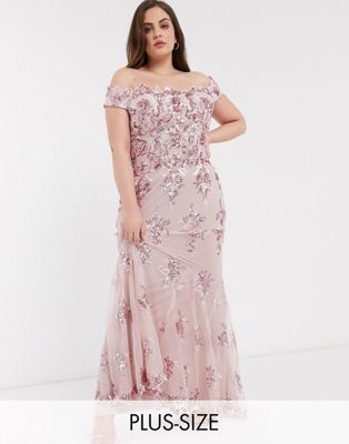 plus size pink glitter dress