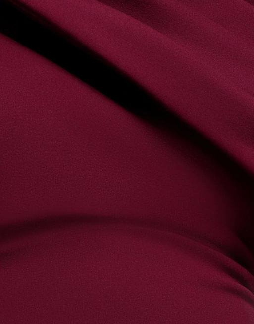 Goddiva Sash one shoulder bardot maxi dress in burgundy, 4 of 4