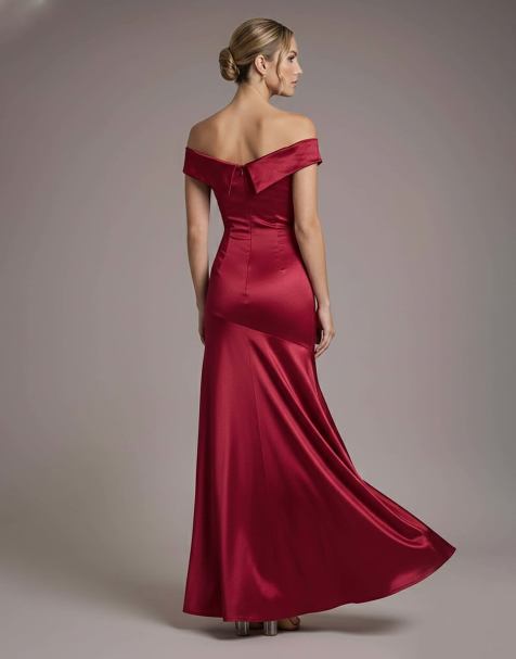 red fancy dress Simple Burgundy Satin Long Prom Dress, Burgundy Formal Dresses Custom Size / Burgundy