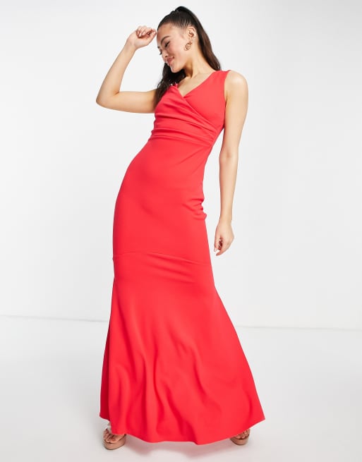 Goddiva scuba maxi dress in hot pink ASOS