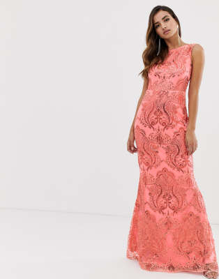 sequin embroidered maxi dress