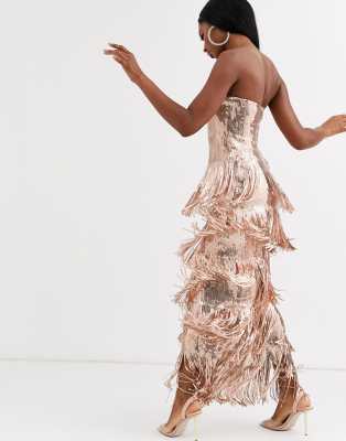 goddiva rose gold sequin dress