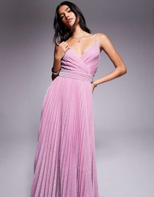 open lace back dress Crochet & Pleated Top Midi Dress - Blush Pink