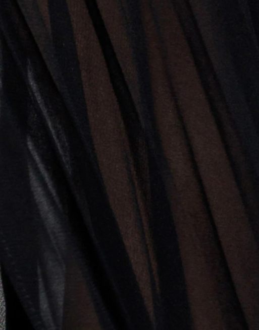 Goddiva Strapless mini dress with pleated chiffon cape in black, 2 of 4