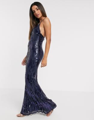 navy sequin maxi dress