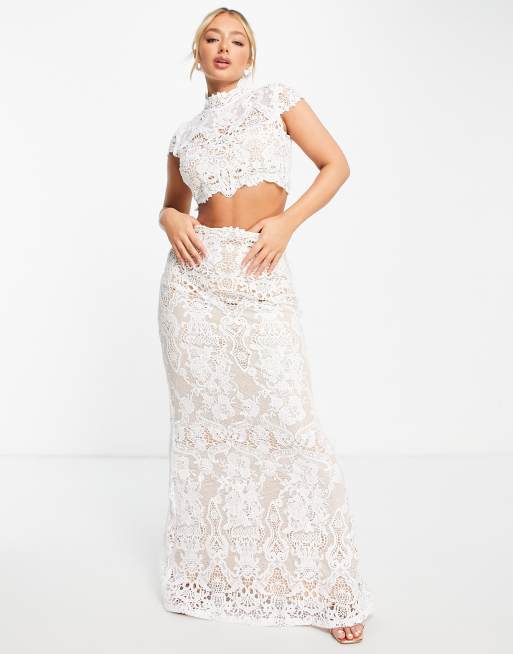 Off white lace hot sale two piece set