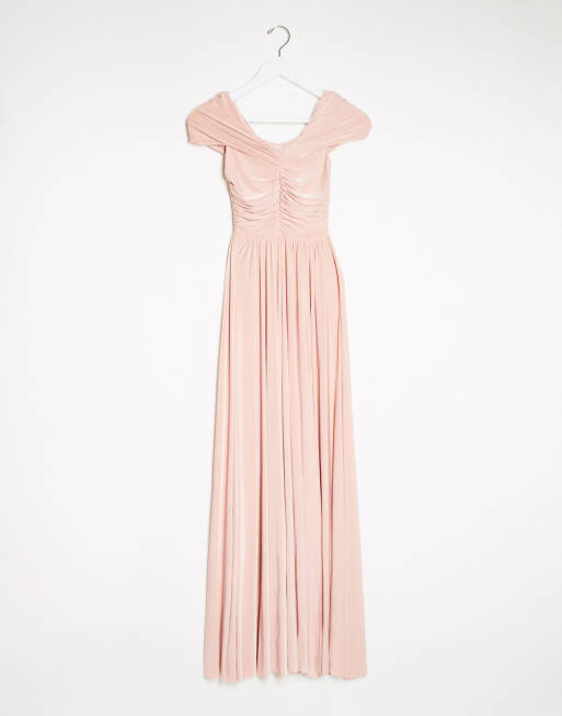 Goddiva - Vestito lungo stile Bardot rosa