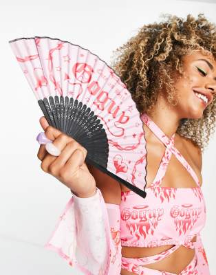 Go Guy GoGuy festival fan with cute as hell print-Pink