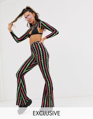 neon flared trousers