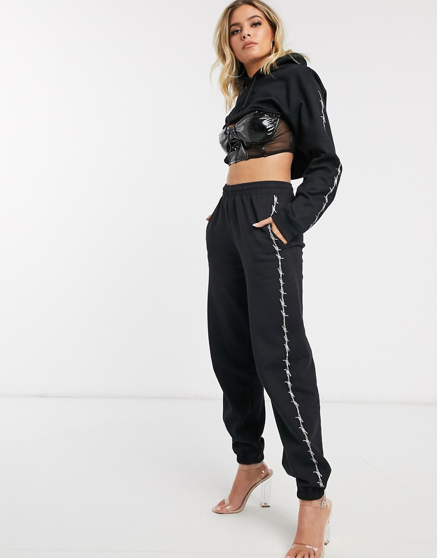 GOGUY relaxed joggers with reflective print co-ord-Black