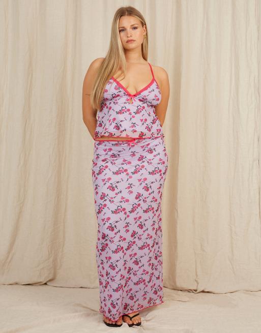 Going Somewhere Mesh camisole top with lace trim in lilac, 4 of 4