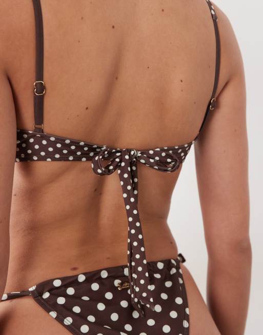 Going Somewhere polka dot underwire bikini top in espresso brown, 5 of 5